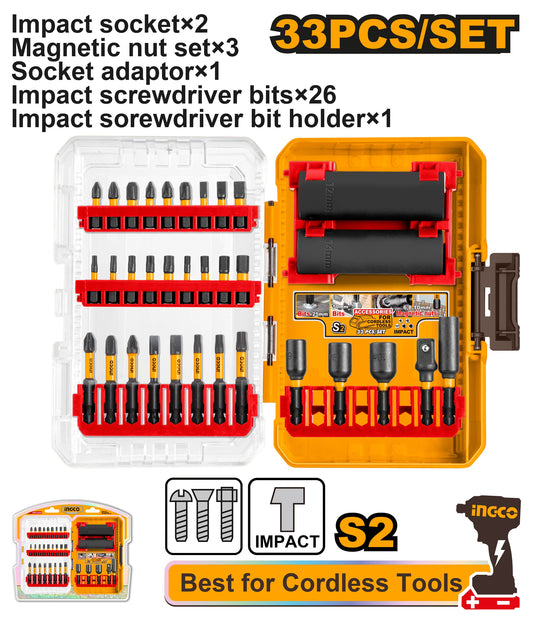 INGCO 33pcs Impact Driver Bits + Socket set AKDL63306
