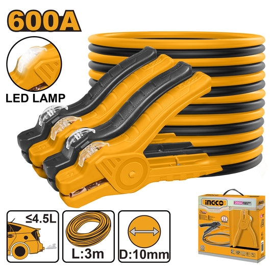 INGCO Booster Cable 600AMP with LED Lamp Length 3.0m HBTCP6008L