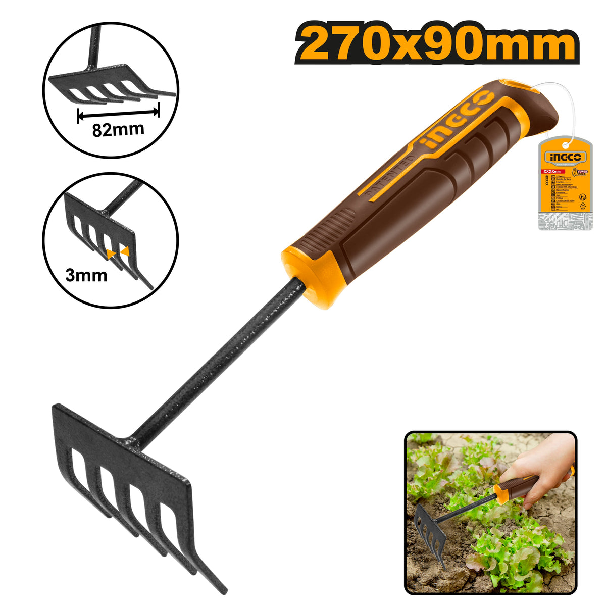 INGCO Garden Five Tine Rake HFTR1008