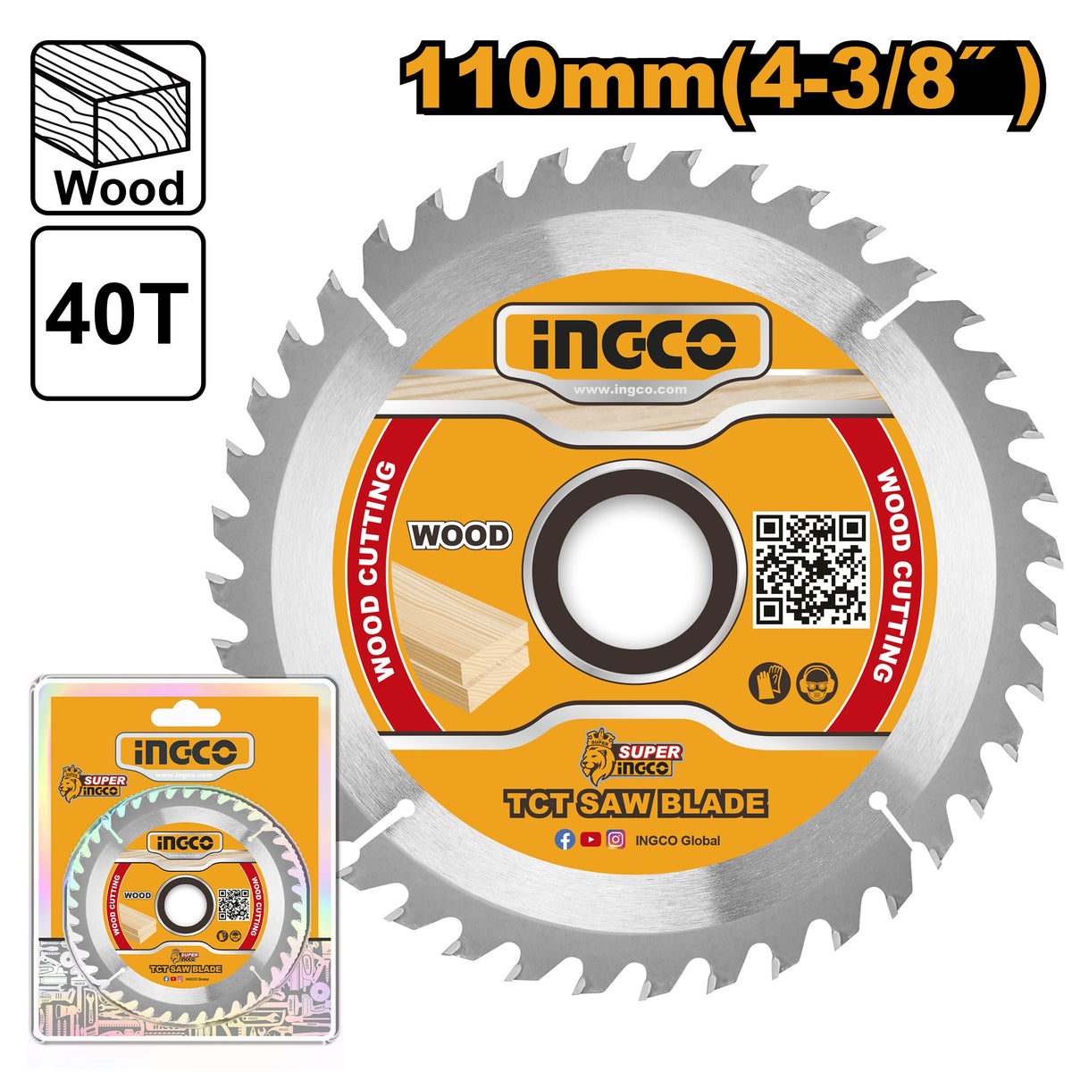 INGCO TCT Saw Blade Wood Cutting TSB111015