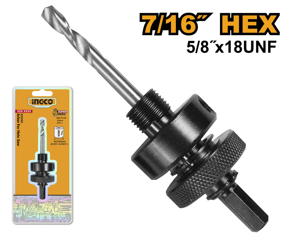 INGCO Hole Saw Arbor 11mm Hex Shank Cap: 32-210mm HSA02