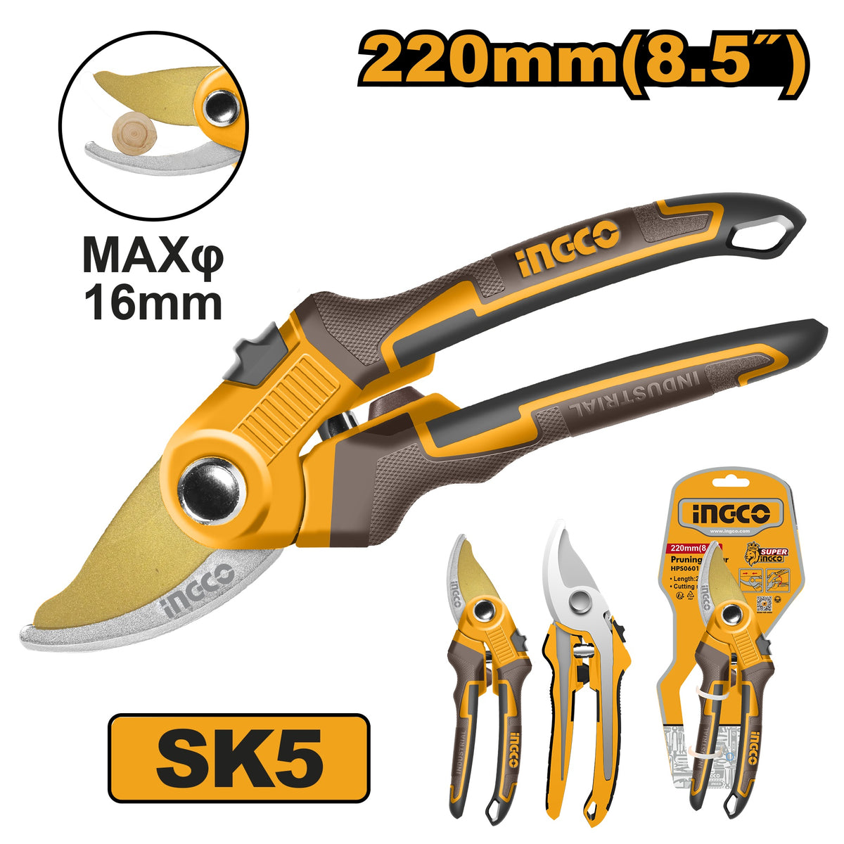 INGCO High Quality Pruning Shear 8.5" 220mm HPS0601