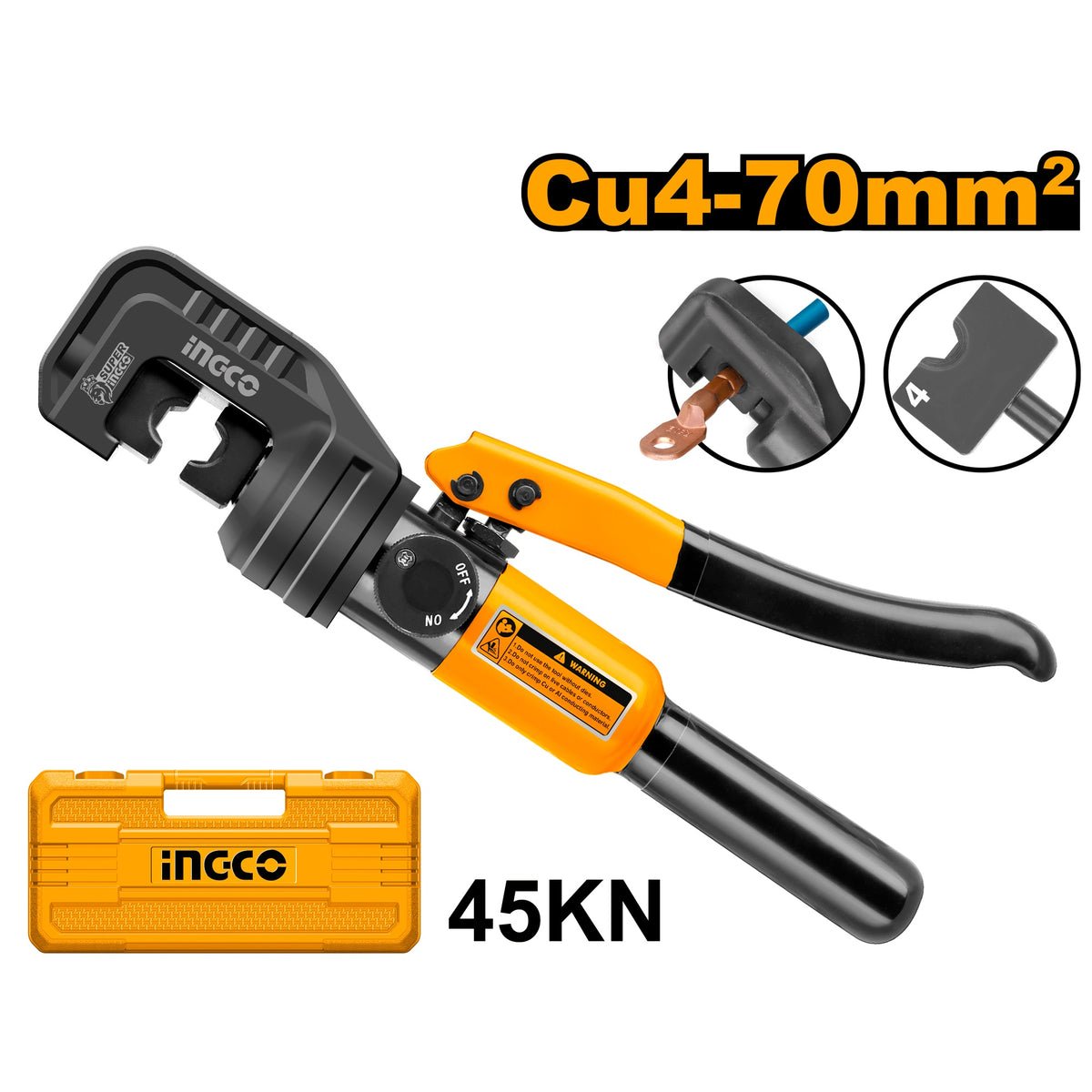 INGCO Hydraulic Crimping Tool Range 4-70MM2 HHCT0170
