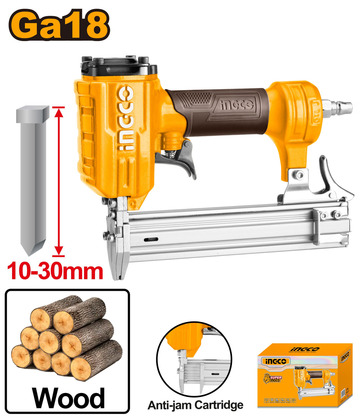 INGCO Air Brad Nailer Drad Size 10-30mm F30 -3 ABN10301