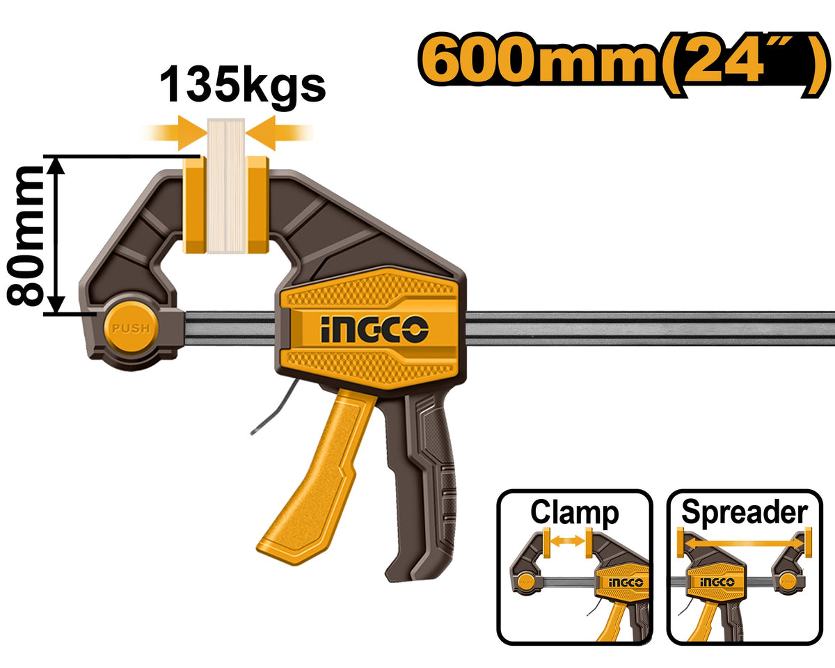 INGCO Quick Grip BAR Clamp Max Clamp Force 135kg HQBC24802