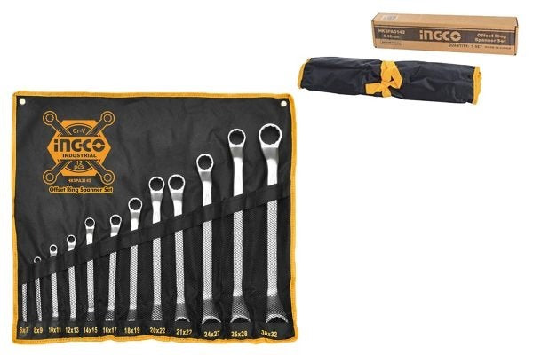 INGCO 12pcs Double Offset Ring Spanner set 6X7-30X32mm HKSPA3142 – view 2