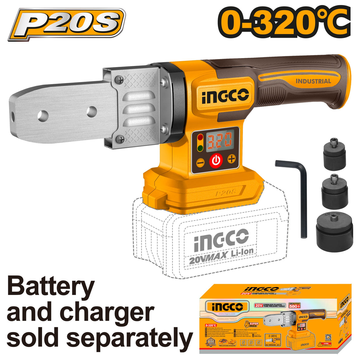 INGCO 20V Plastic Tube Welding Tool 20,25&32mm (Bare Unit) PTWTLI2018
