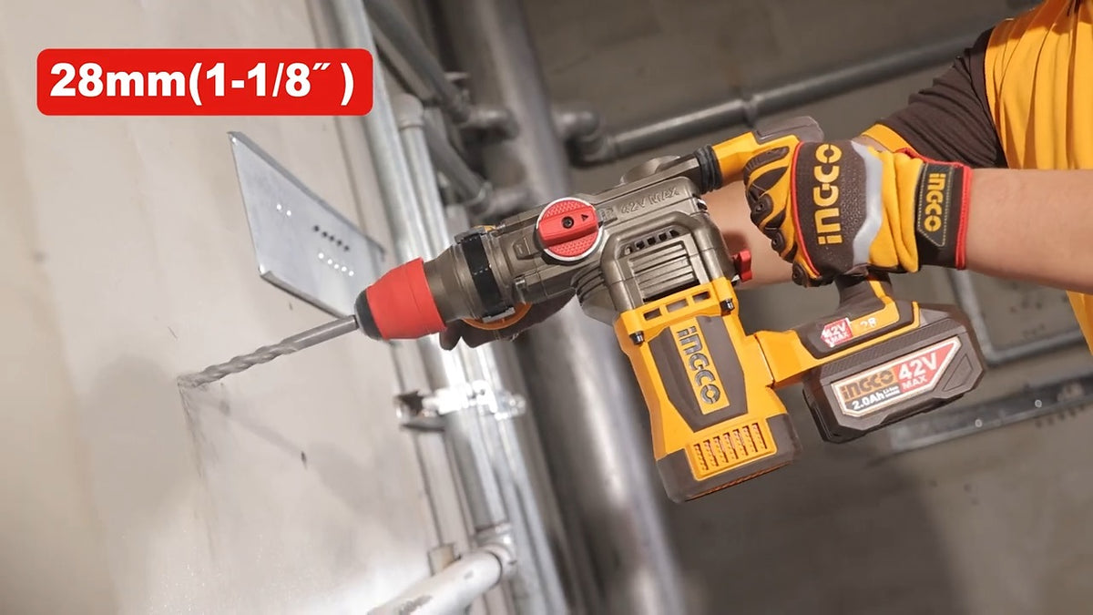 INGCO 42V BL 28mm 3-MODE Rotary Hammer 2X2.5Ah & Case CRHLI422882 – view 3