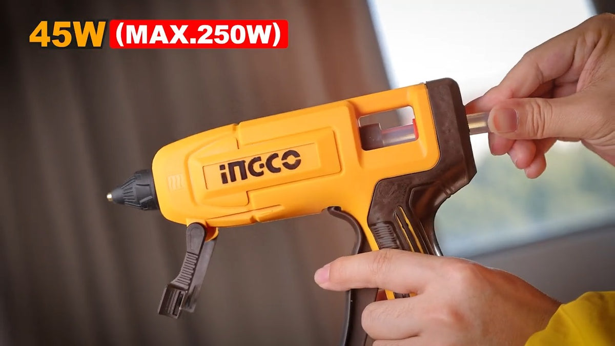 INGCO Electric Glue Gun 45W-MAX250W with 8PCS150mm Glue Stick GG408 – view 2