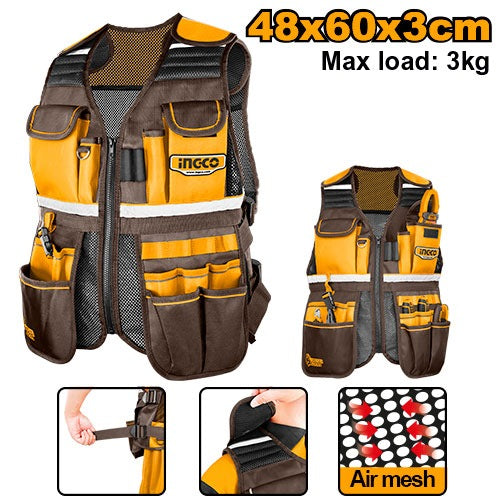 INGCO Tool Vest with 17 Pockets 480X600X30mm HTVT09028