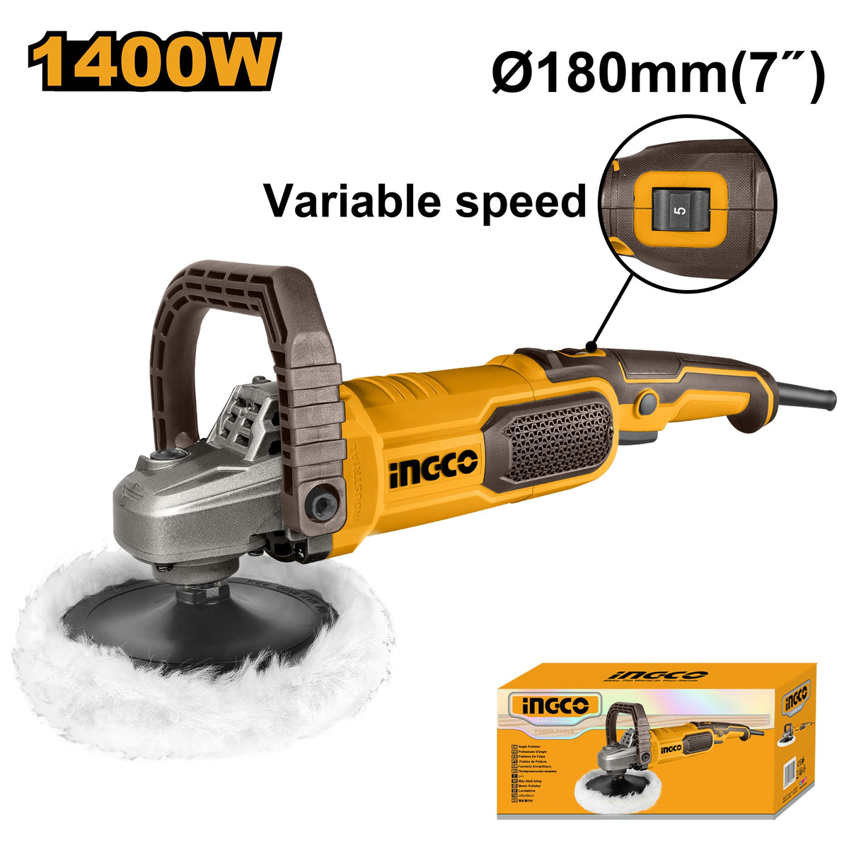 INGCO Angle Polisher 1400W 1500~3600RPM AP140016