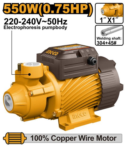 INGCO Peripherial Pump 550W 1" x 1" Max Head 45m Max Flow 45L/MIN VPM55068