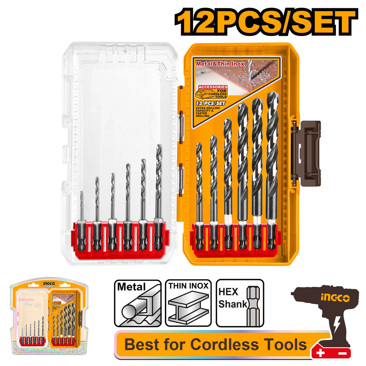 INGCO 12pcs HSS Drill Bit set 1.0-10m AKDL11206