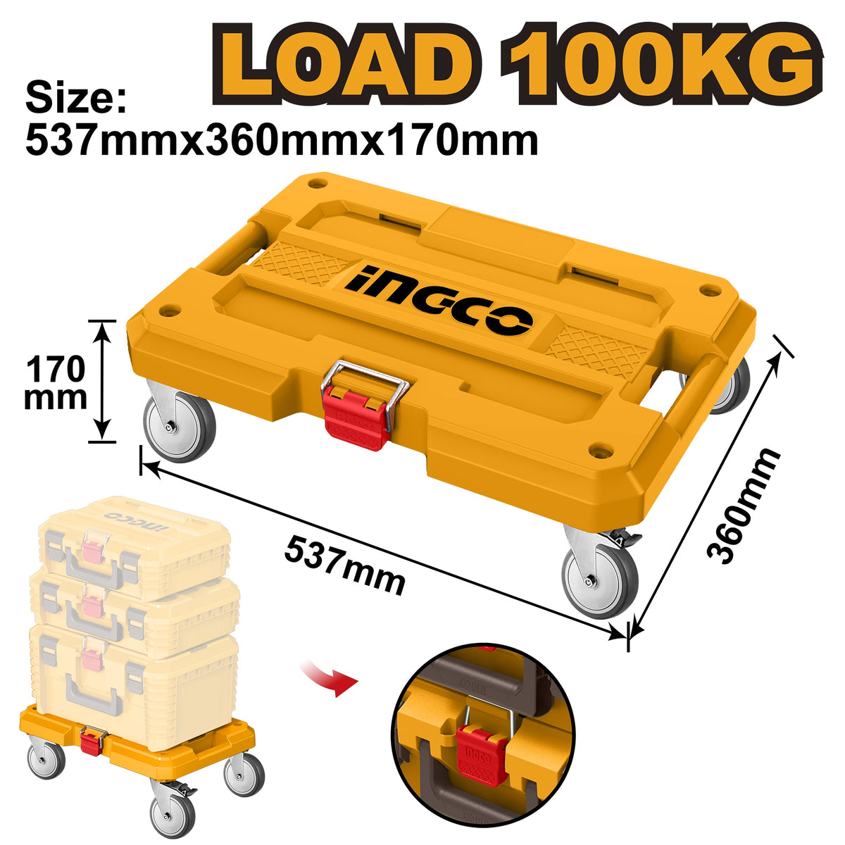 INGCO Rolling Board Load 100kg 537X360X170mm HHWB61001