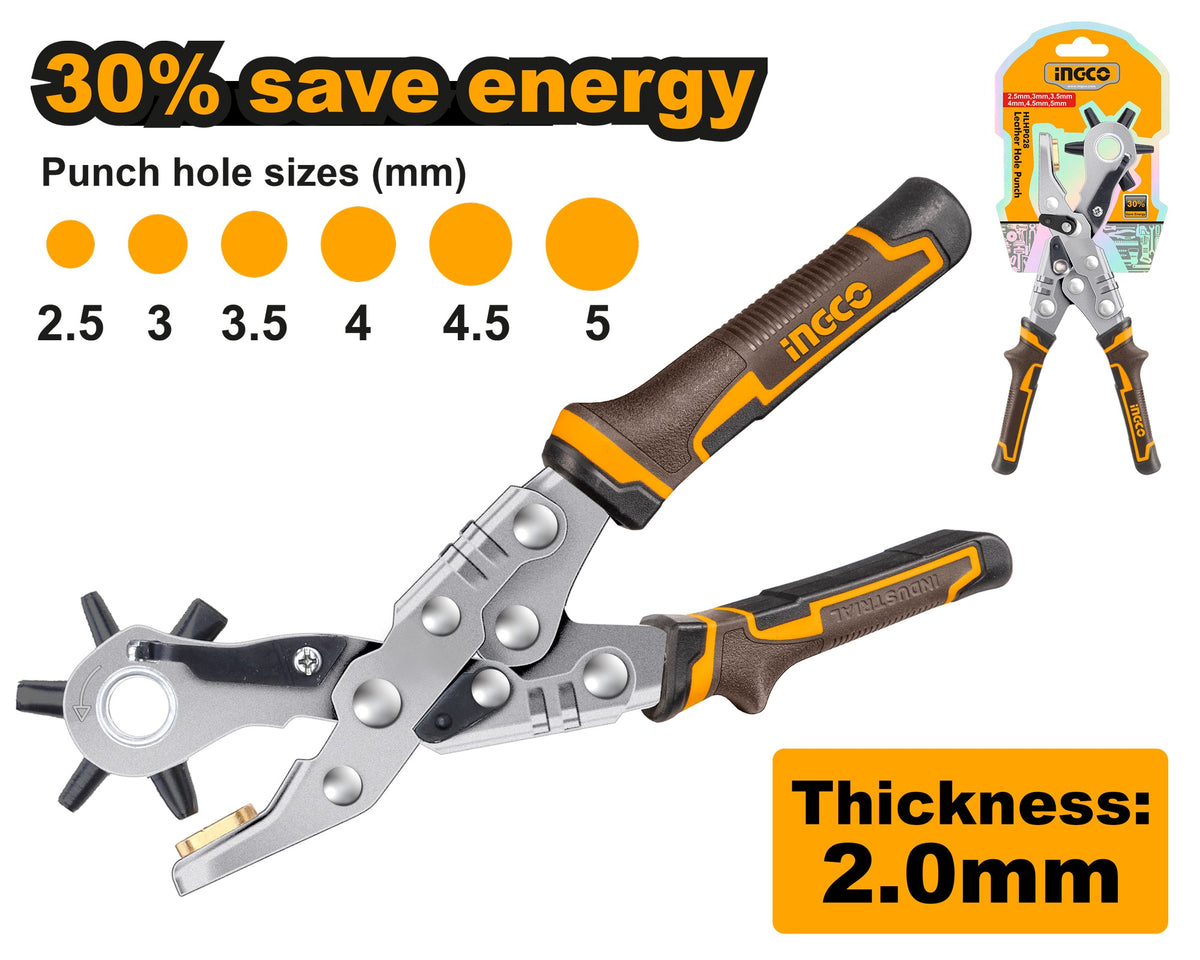 INGCO Heavy Duty Leather Hole Puch 2.5-5.0MMØ HLHP028
