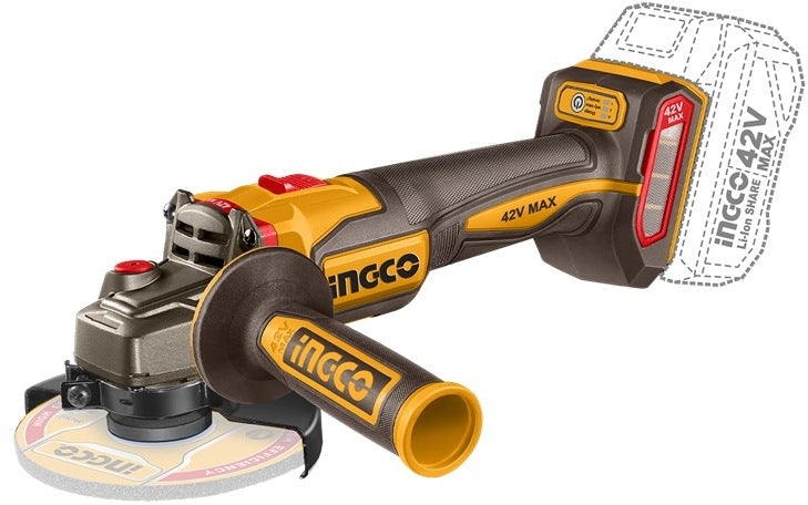 INGCO 42V BL 4" Grinder 2X2.5Ah & Discs + Case CAGLI4128102 – view 3