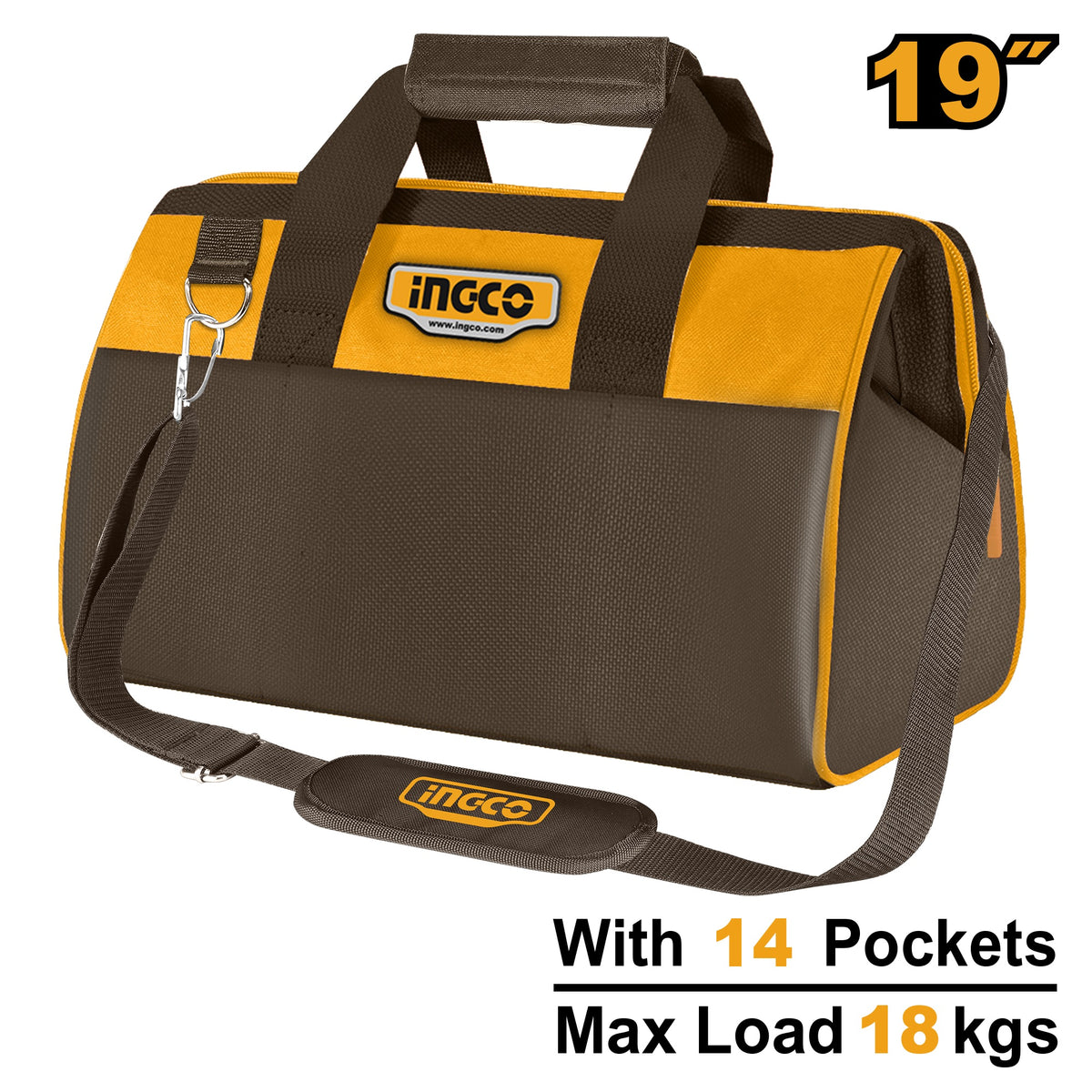 INGCO 19 Inch Tool Bag with 6 Pockets Outside + 8 Inside HTBG281928