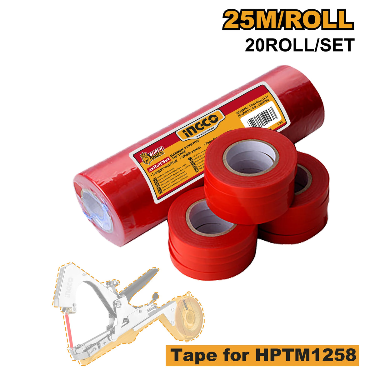 INGCO Garden Stretch Tie Tape 11MMX25m Roll 20ROLL/SET HPTM1258T