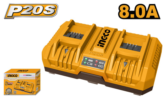 INGCO 20V LI-ION Fast Intelligent Dual Port Charger 8A FCLI2082