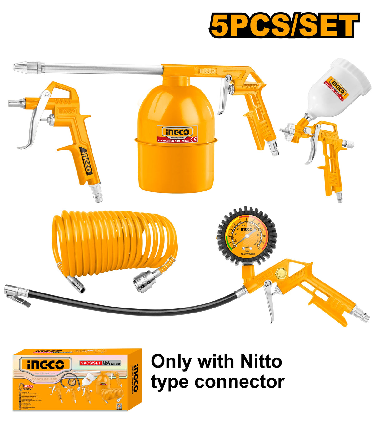 INGCO 5pcs Air Tools set AKT0053-3