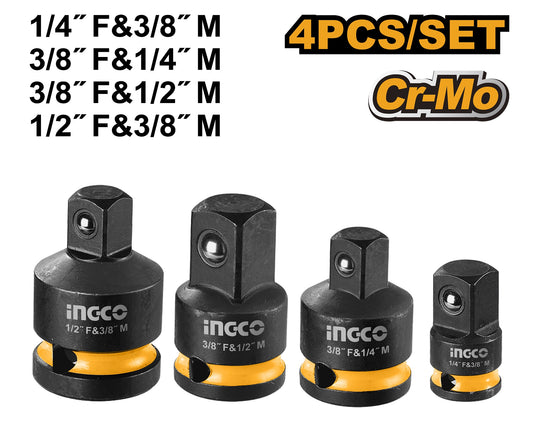 INGCO 4pcs Impact Socket Adaptors HKISAD12438
