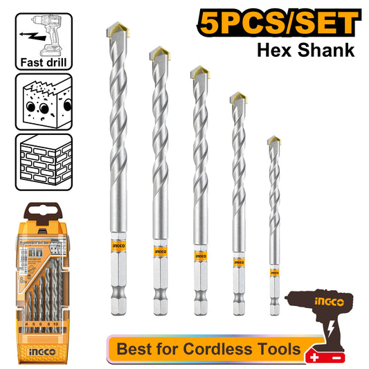 INGCO 5pcs Top Efficient Masonery Drill Bit set 4,5,6,8 & 10mm AKDB6055