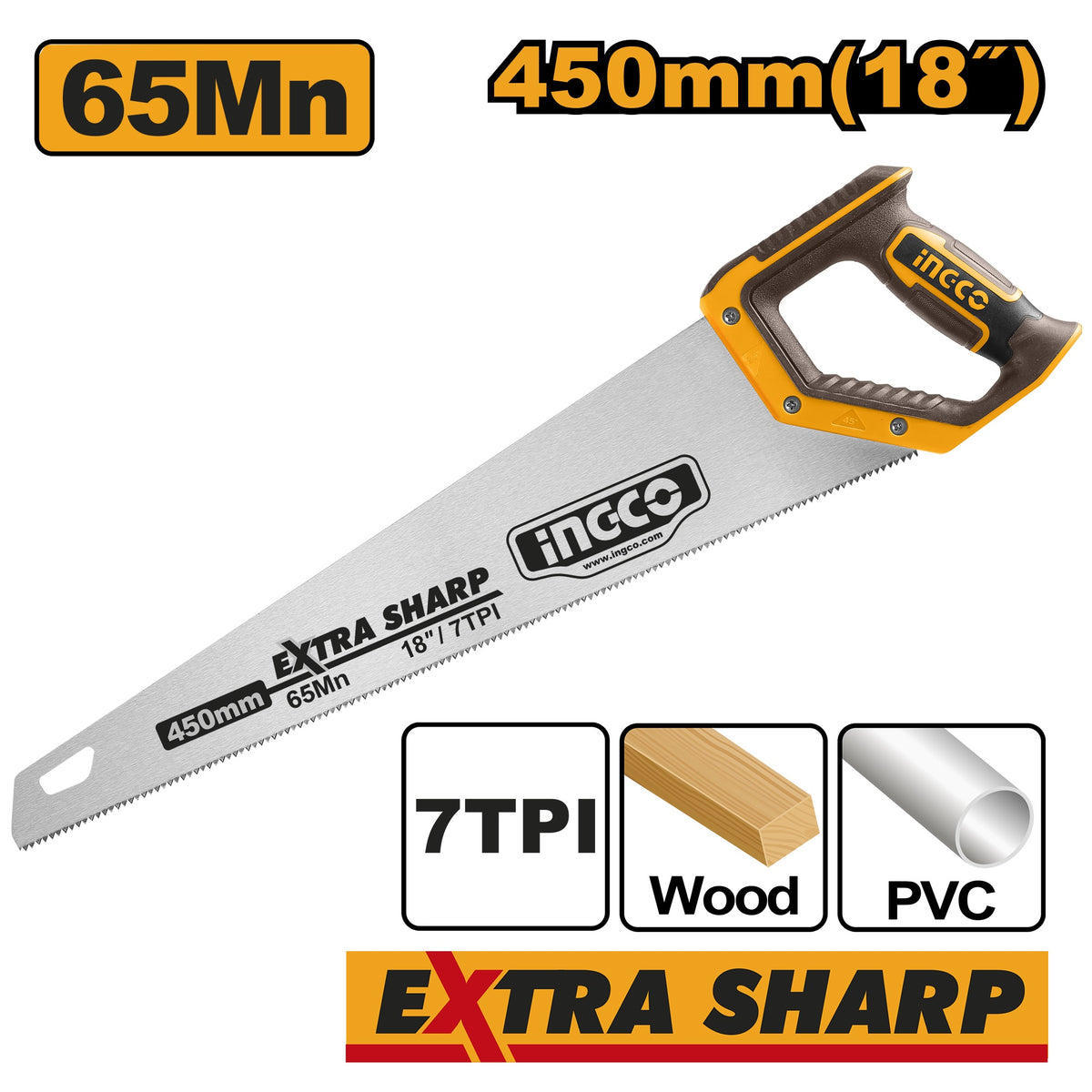 INGCO Extra Sharp Hand Saw 7TPI HHAS15400 – view 2