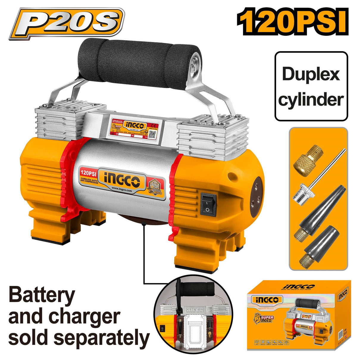 INGCO 20V Cordless Auto Air Compressor 120PSI (Bare Unit) CACLI2026