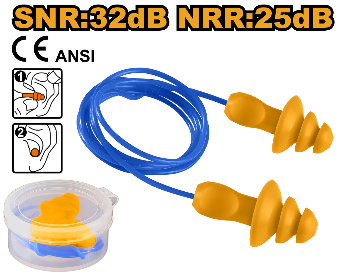 INGCO 3 Layers Design En 352-2:2020 and Ansi 3.19-1974 Ear Plug HEP3225