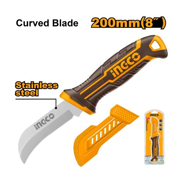 INGCO Curved Blade (SS) Cable Stripping Knife 8" 200mm HPK82001