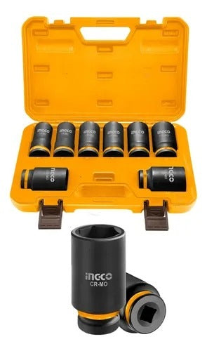 INGCO 8pcs 3/4" DR. CR-MO Deep Impact Socket set 26-38mm HKISSD34082L – view 2