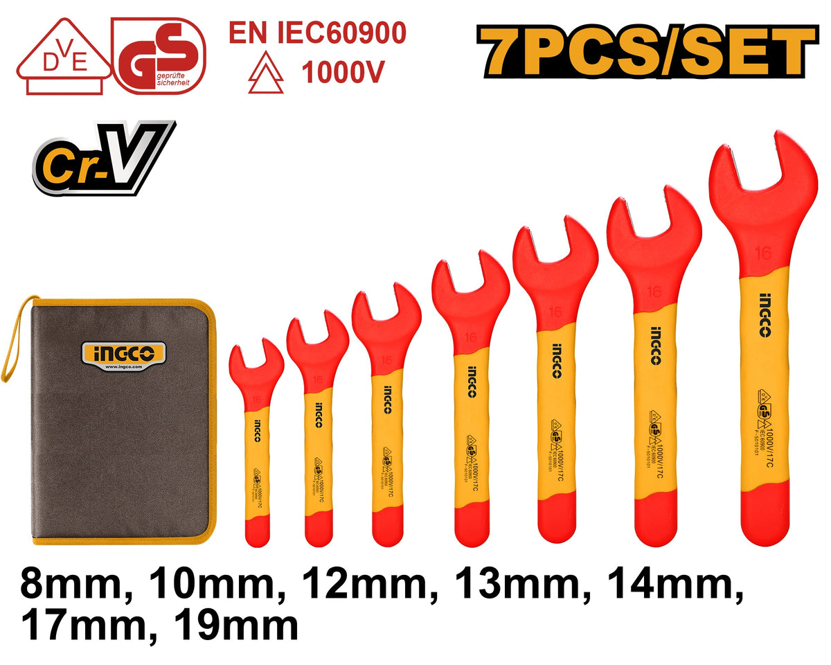 INGCO Vde 7pcs Insulated Open End Spanner set 8-19mm HKISPA0701