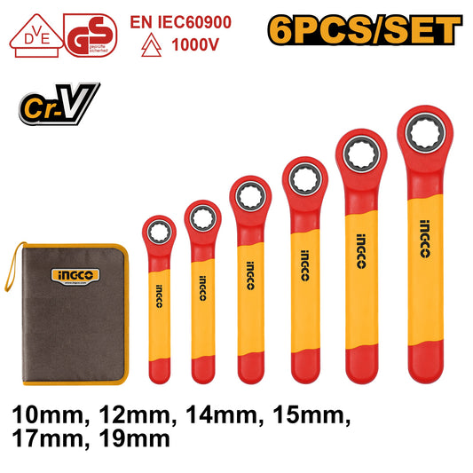 INGCO Vde 6pcs Insulated Ratchet Wrench set 10-19mm HKISPA0603