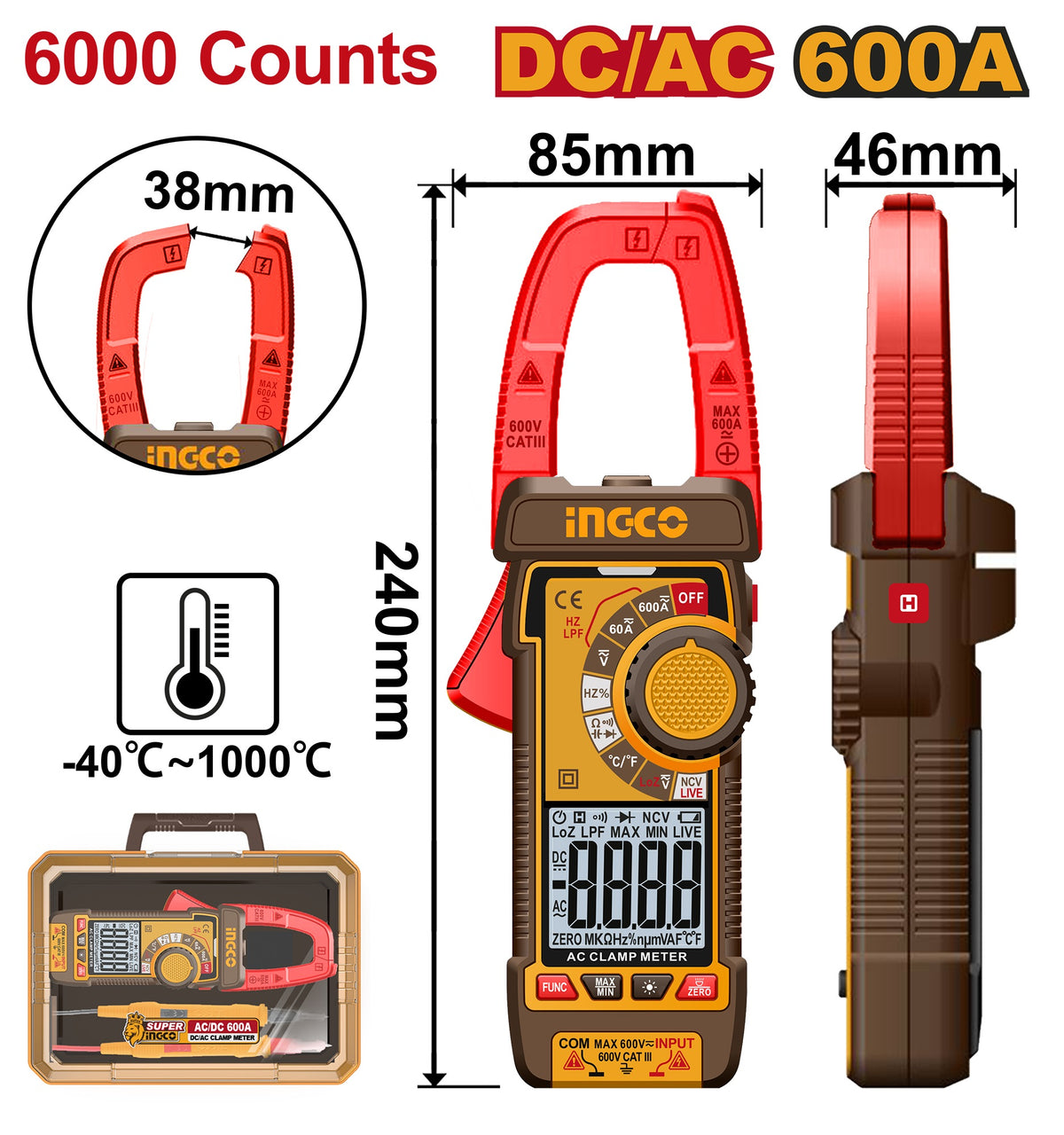 INGCO Digital Dc/ac 600A Clamp Meter DCM66002
