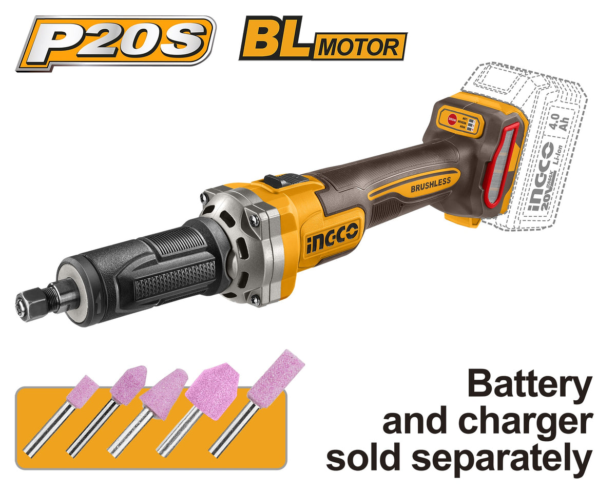 INGCO 20V LI-ION BL Die Grinder Collet 6mm 1/4" (Bare Unit) CDGLI2001