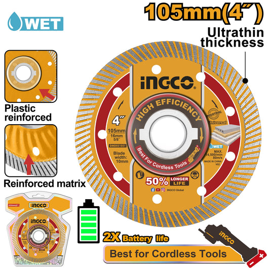 INGCO 4" 105mm Ultrathin Dimaond Wheel with Flange DMD051051