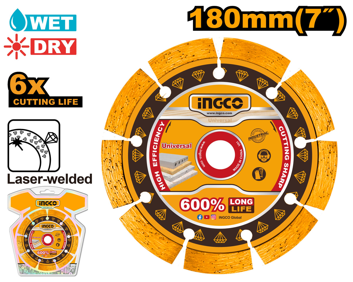 INGCO 7" 180mm Laser Welded Diamond Cutting Disc DMD071801