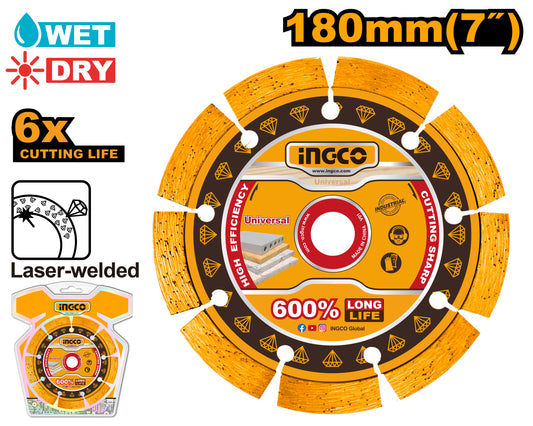 INGCO 7" 180mm Laser Welded Diamond Cutting Disc DMD071801