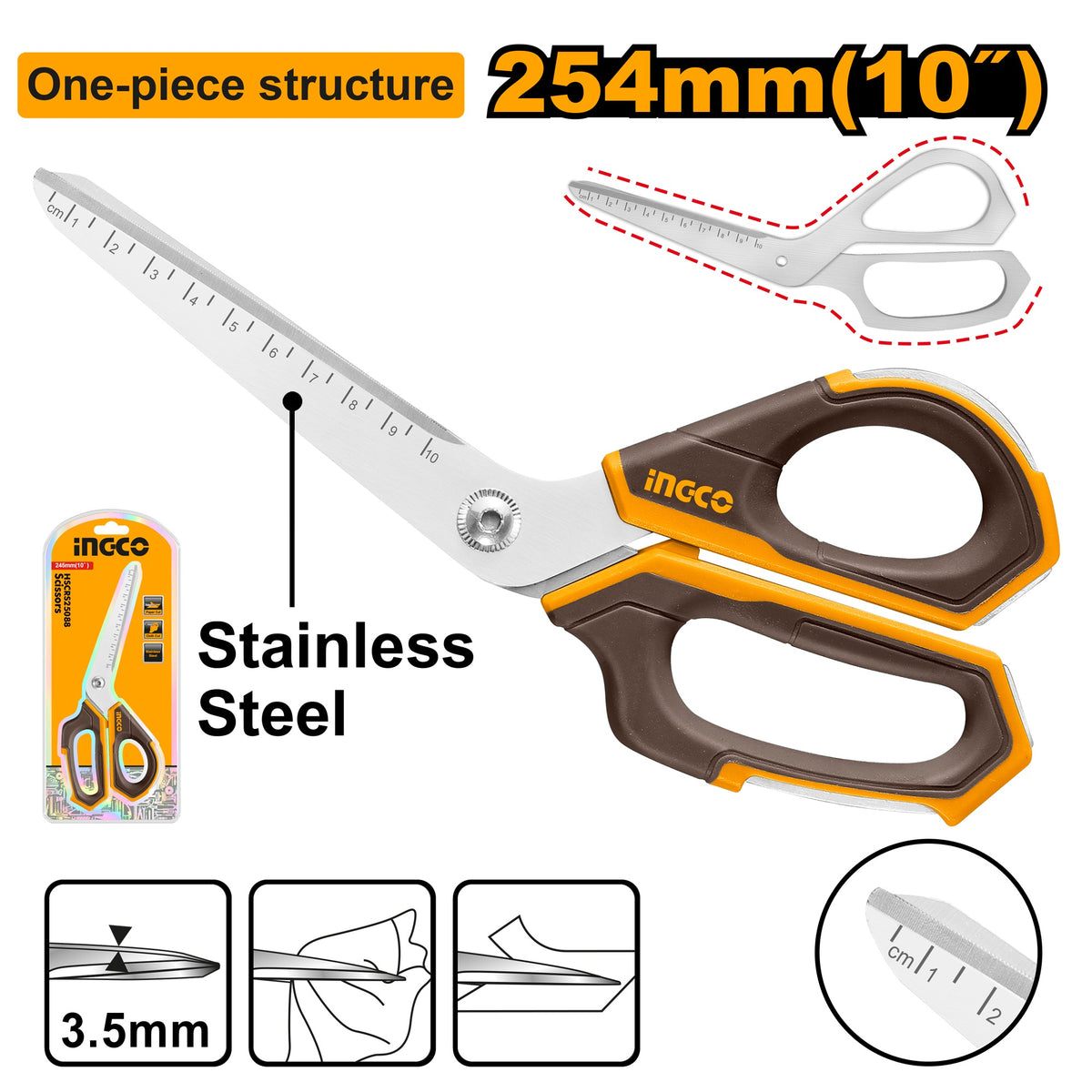 INGCO HD Scissor Stainless Steel Blade 10" 254mm HSCRS25088
