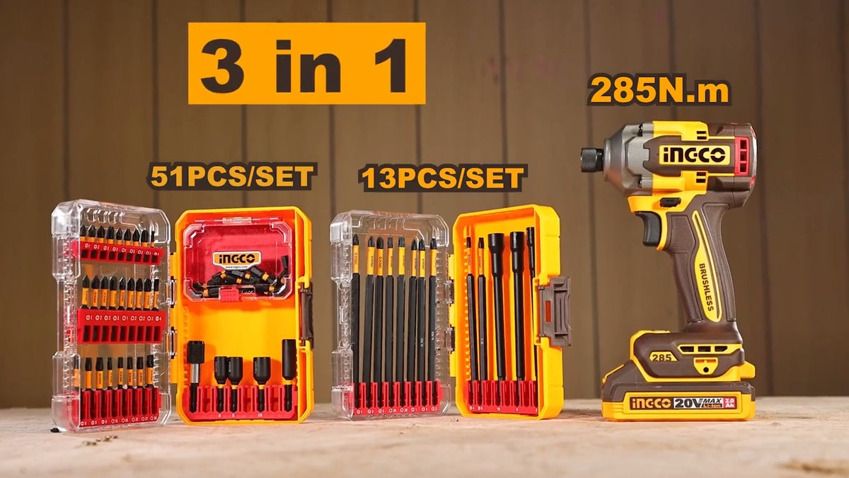 INGCO 285Nm Impact Driver +2 Sets of Driver Bits Combo COSLI250784 – view 2