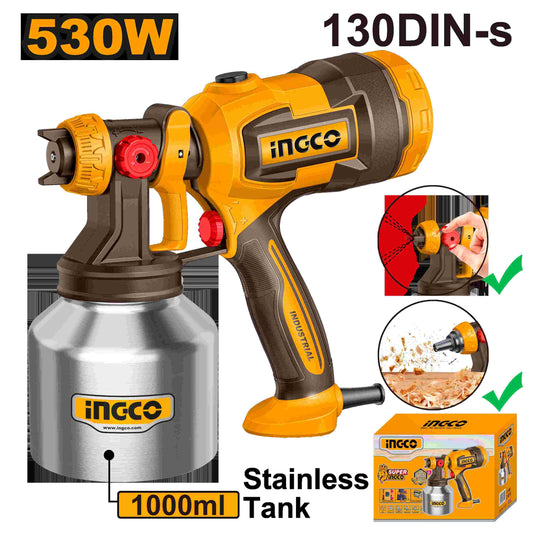 INGCO Electric Spray Gun 530W 1000ml Stainless Steel Tank SPG45061