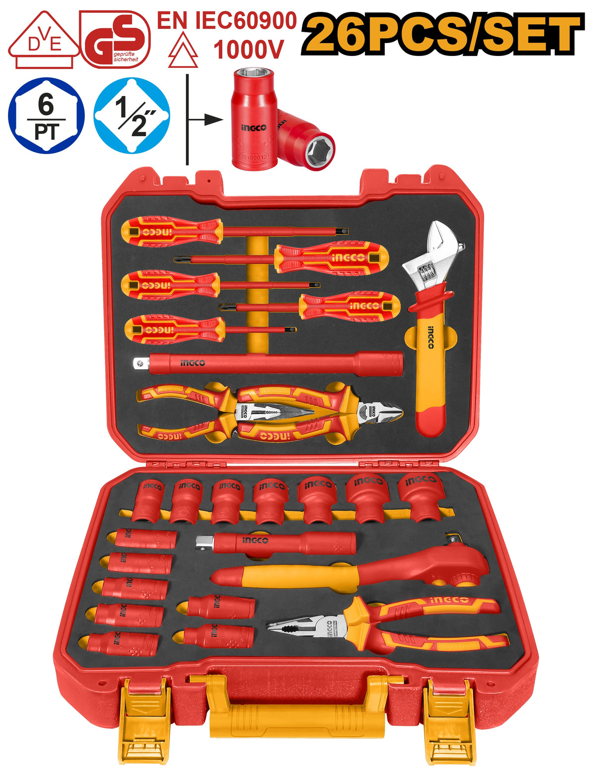 INGCO Vde 26pcs Insulated Hand Tool set HKITH2601