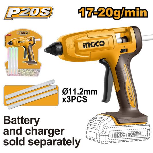 INGCO 20V LI-ION Glue Gun W/3X11.2mm Glue Stick (Bare Unit) CGGLI2003