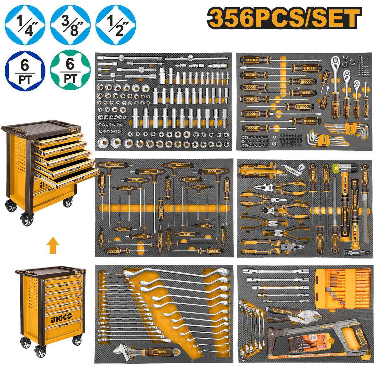 INGCO 356pcs Mechanics Tool Chest set HTCS273561