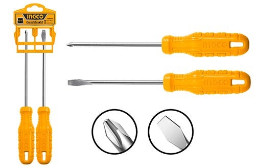INGCO 2pcs New Design Handle Screwdriver (-) & (+) 125mm HKSD0258 – view 2