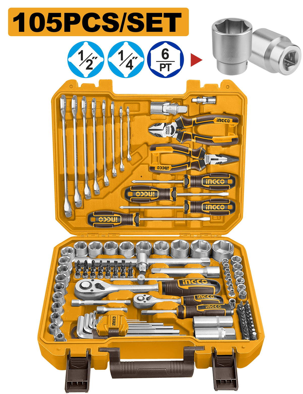 INGCO 105pcs Hand Tool set HKTHP51058