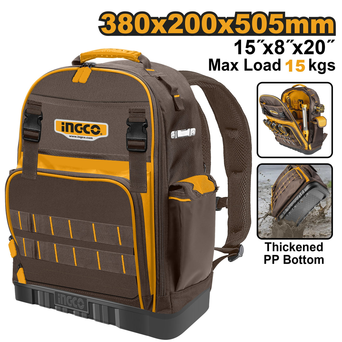 INGCO HD Backpack Tool Bag L38cm* W20cm*H50.5cm HBP03028