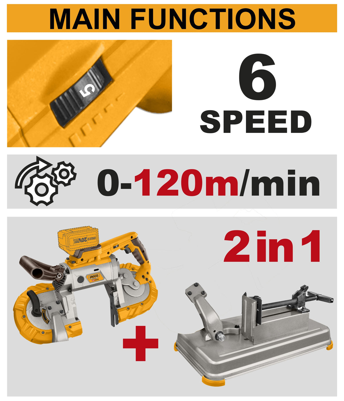 INGCO 5" LI-ION Portable Bandsaw W/cutting Platform (Bare Unit) CBSLI20127 – view 2