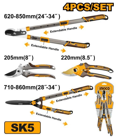 INGCO 4pcs Professional Garden Shears set HLT93401