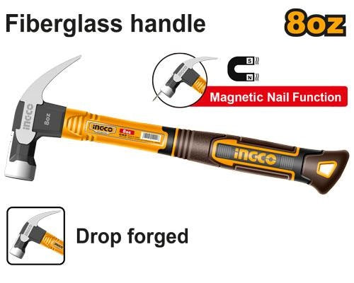 INGCO Fibreglass Handle Claw Hammer HCH81008